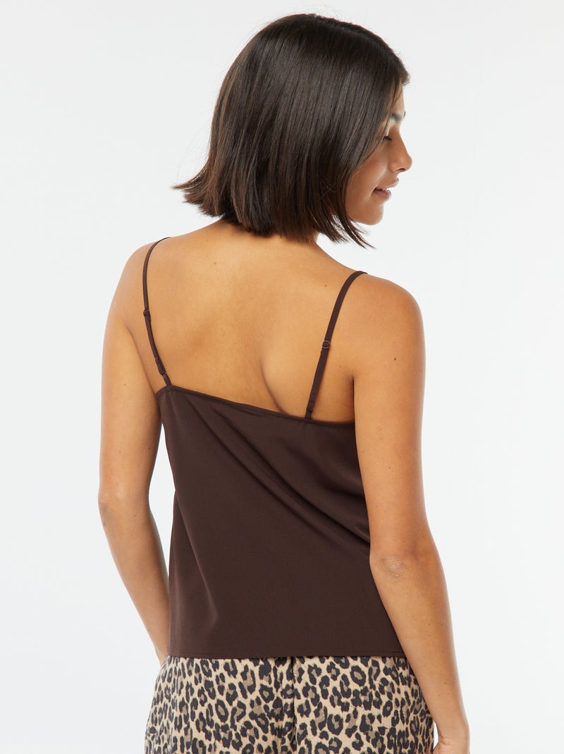 Camiseta de tirantes con encaje en el cuello Marron - Kiabi
