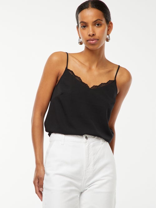 Camiseta de tirantes con encaje en el cuello - Kiabi