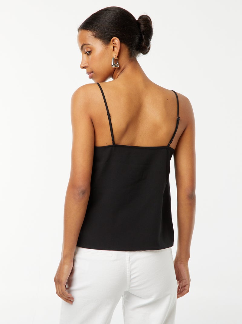 Camiseta de tirantes con encaje en el cuello negro - Kiabi