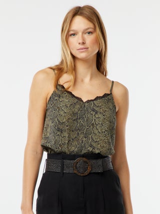 Camiseta de tirantes con encaje en el cuello
