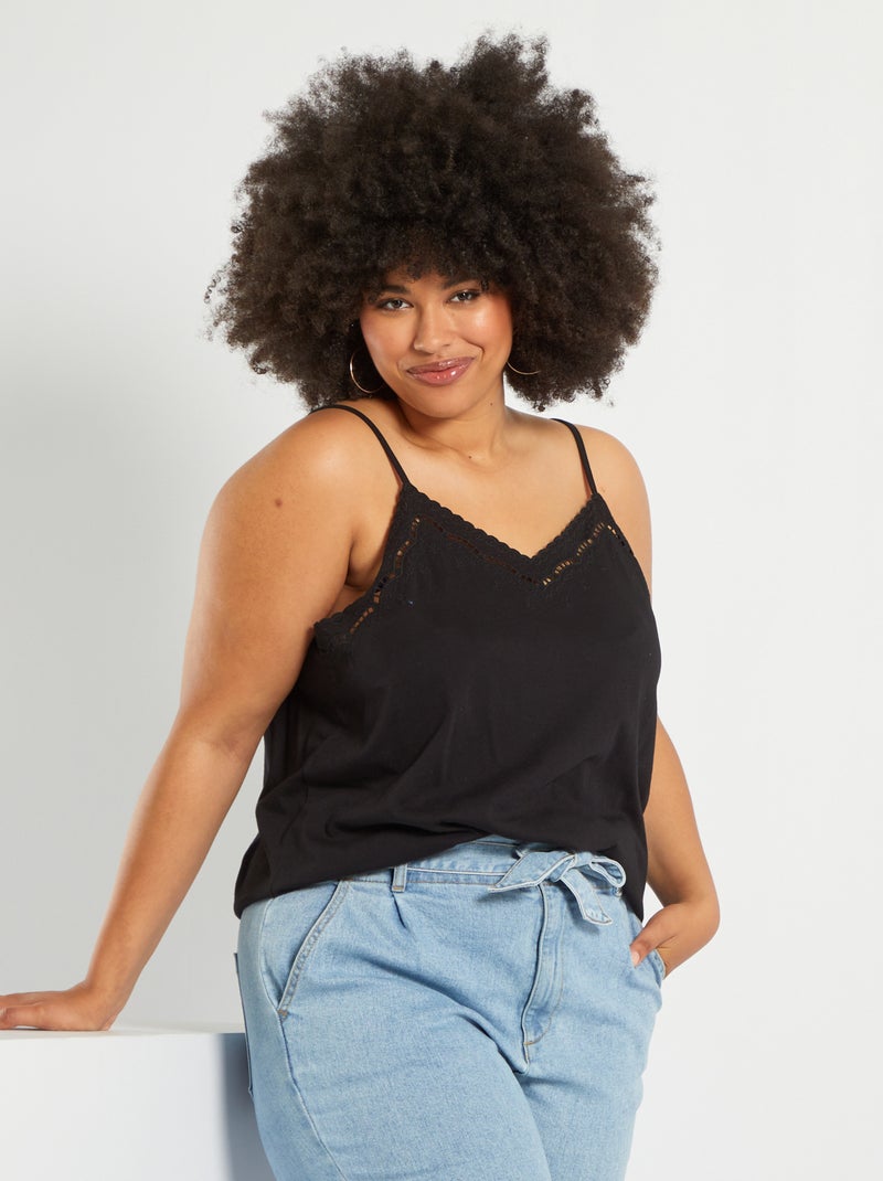 Camiseta de tirantes con encaje Negro - Kiabi