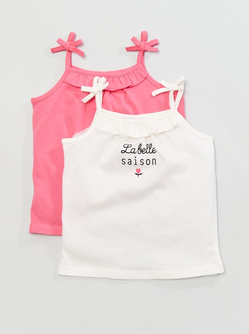 Camiseta de tirantes con estampado - 2 piezas BLANCO - Kiabi