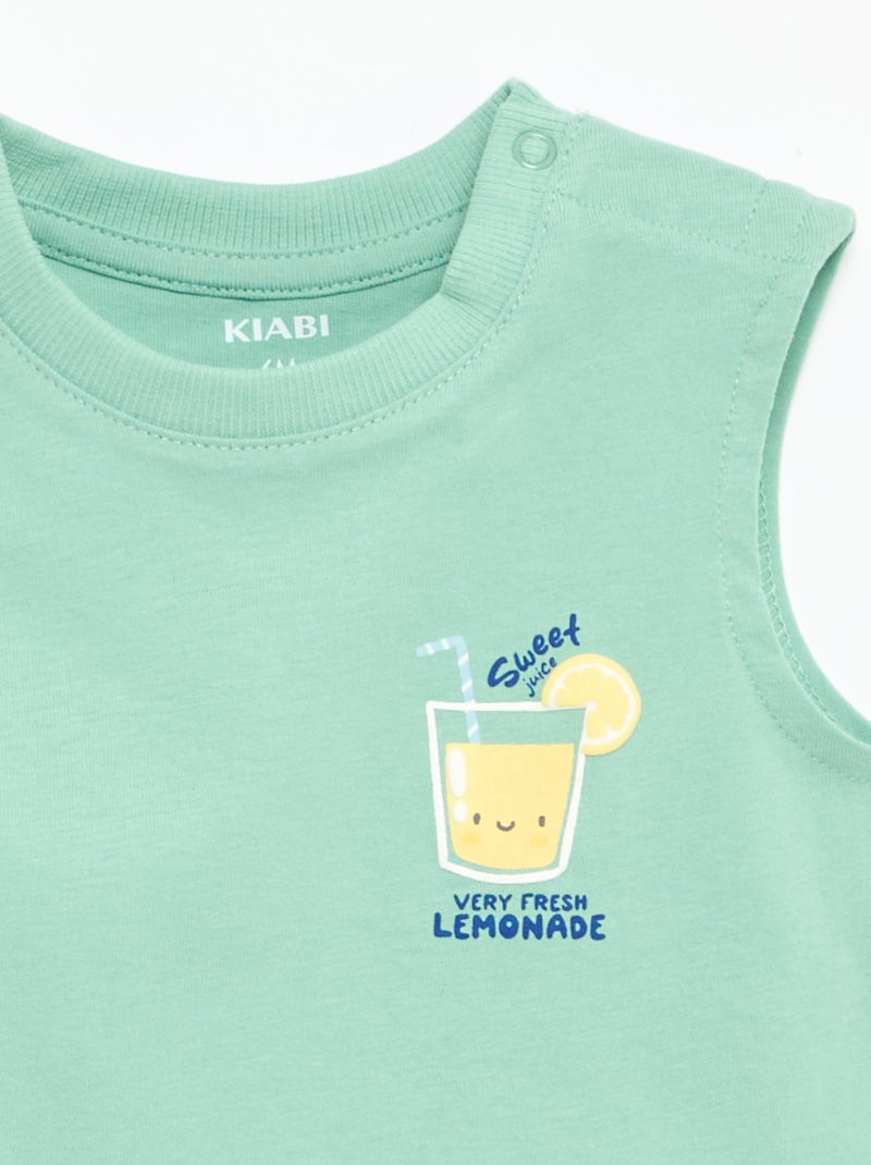 Camiseta de tirantes con estampado delantero Verde - Kiabi