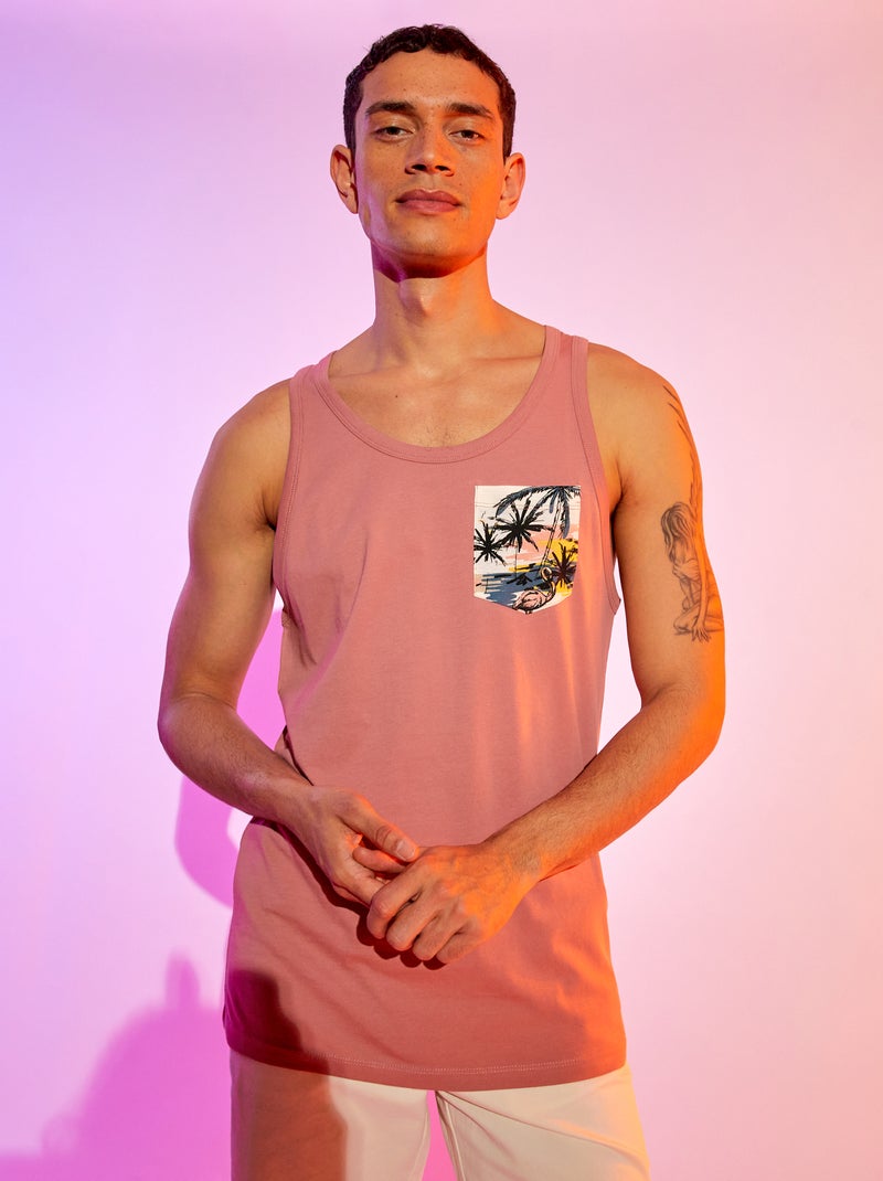 Camiseta de tirantes con estampado delantero viejo rosa - Kiabi