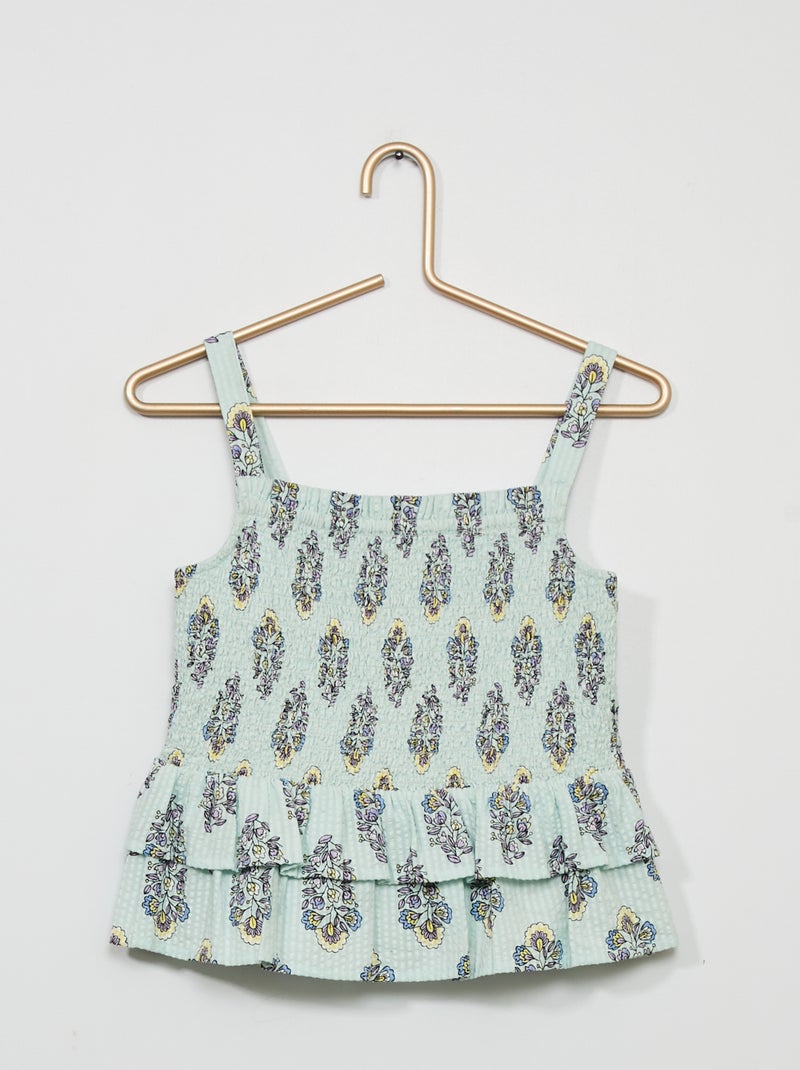 Camiseta de tirantes con frunces AZUL - Kiabi