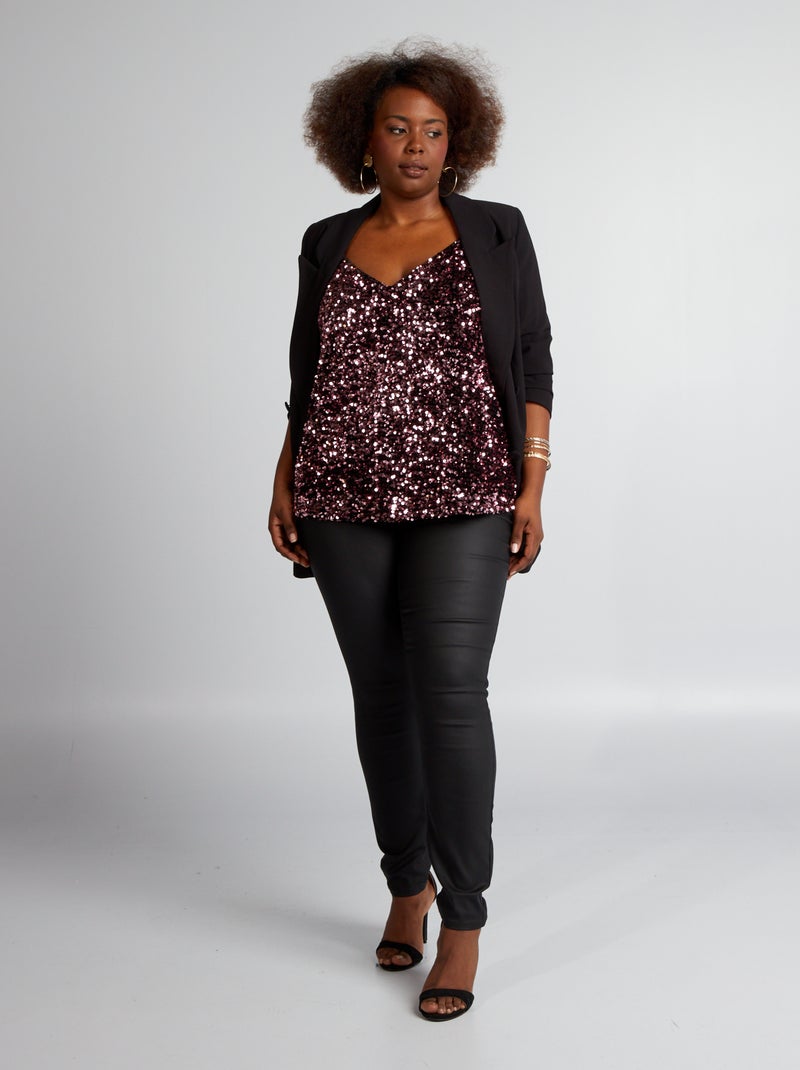 Camiseta de tirantes con lentejuelas NEGRO - Kiabi