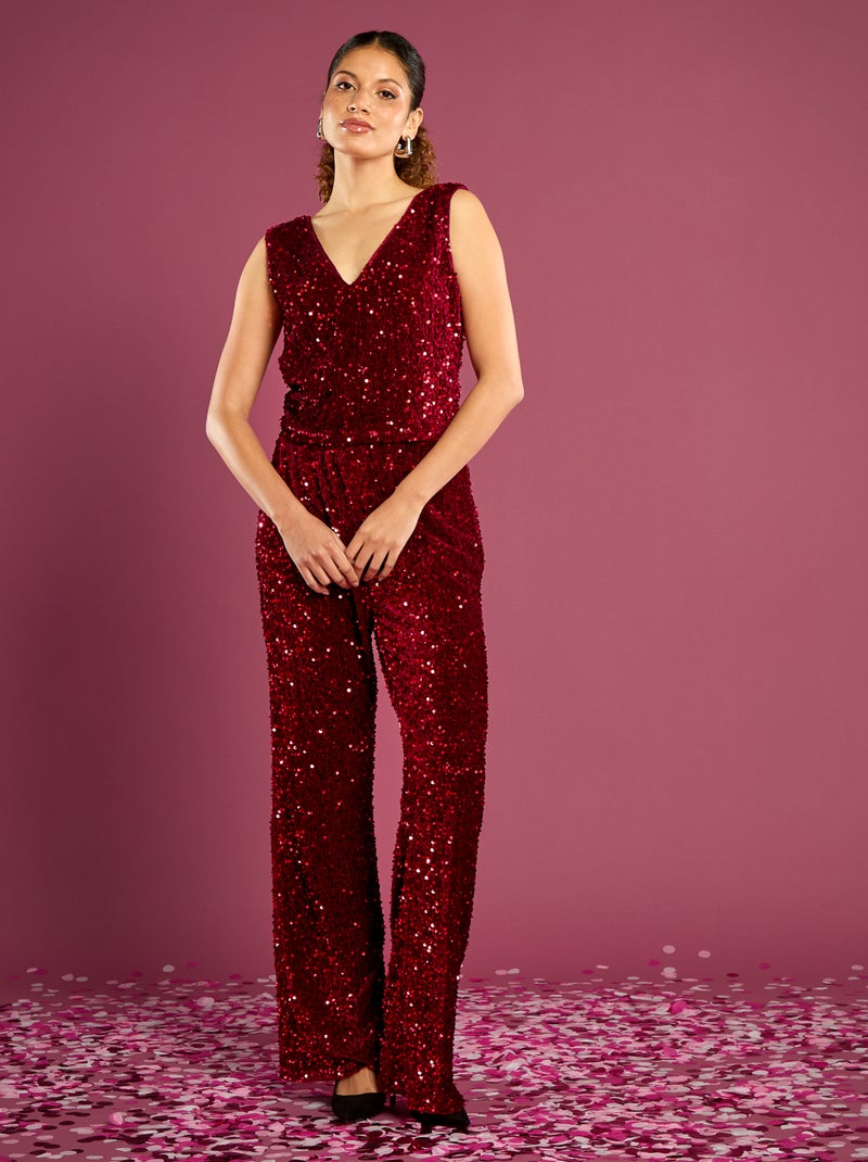 Camiseta de tirantes con lentejuelas Rojo - Kiabi