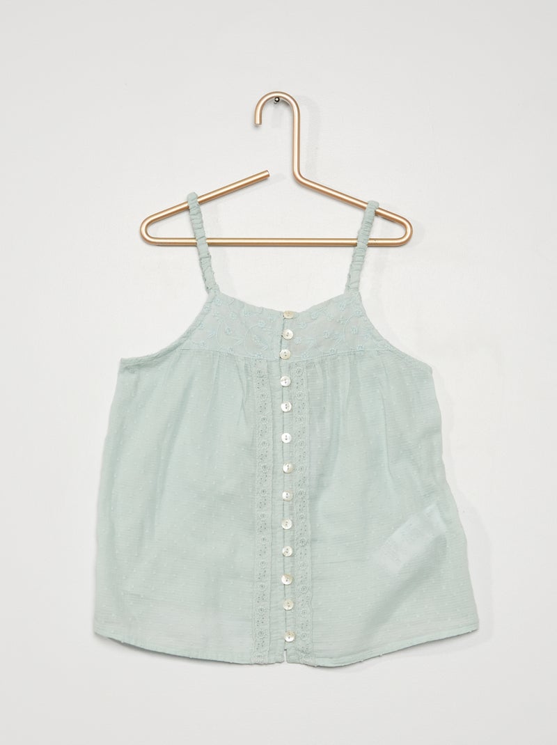 Camiseta de tirantes con plumeti azul - Kiabi