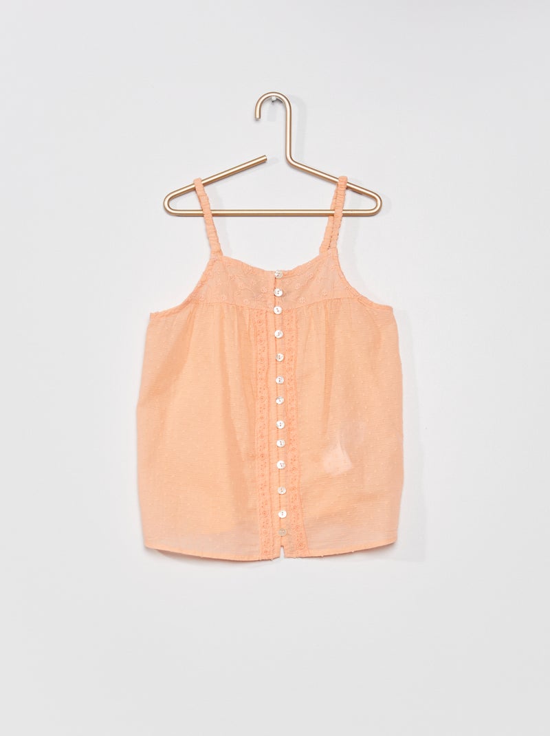 Camiseta de tirantes con plumeti NARANJA - Kiabi
