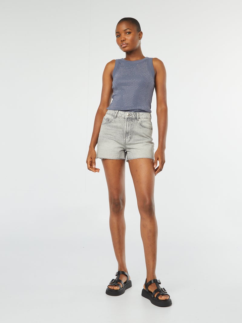 Camiseta de tirantes con strass GRIS - Kiabi