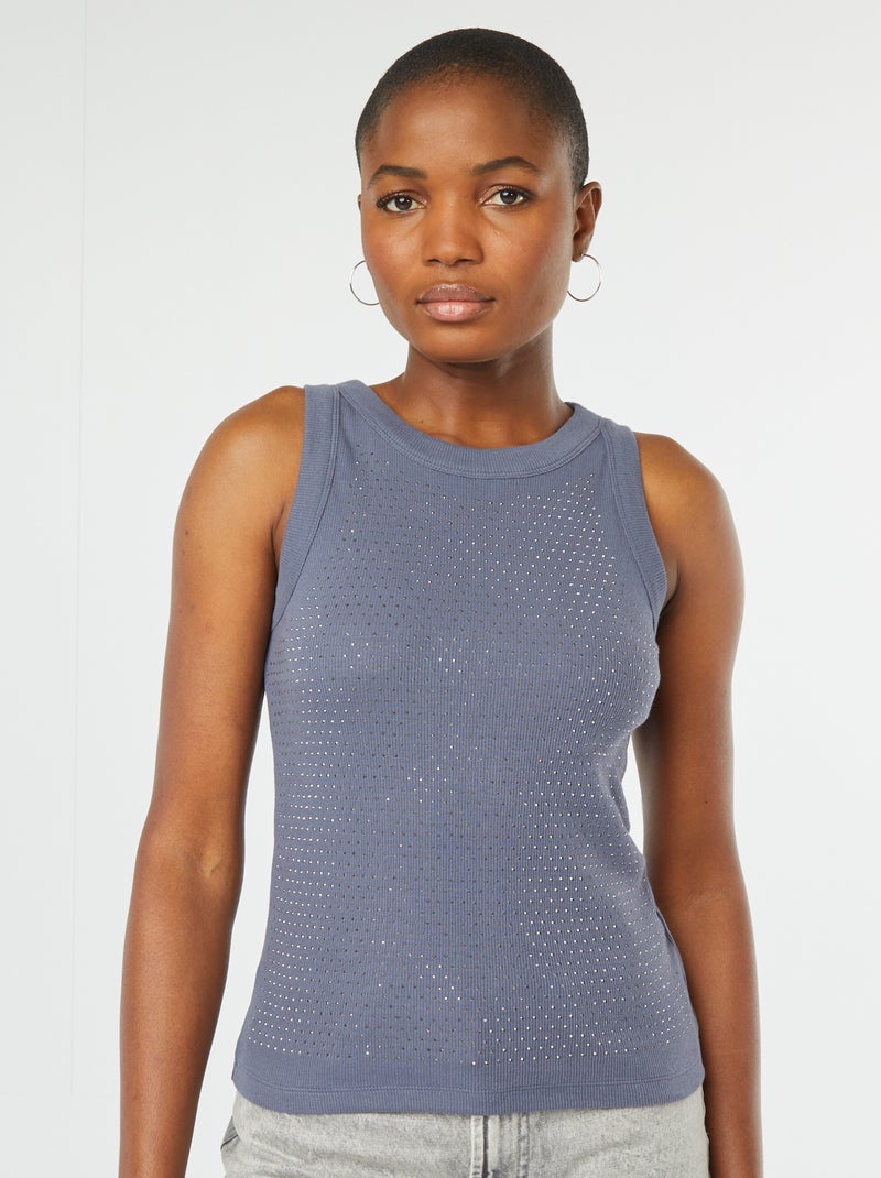 Camiseta de tirantes con strass GRIS - Kiabi