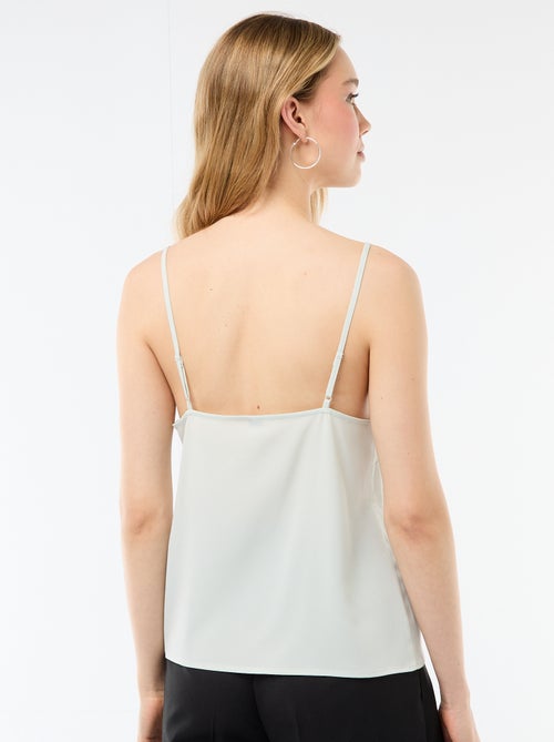 Camiseta de tirantes con tirantes finos ajustables y cuello de encaje - Kiabi