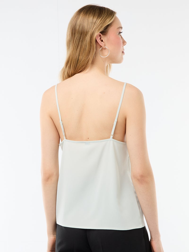 Camiseta de tirantes con tirantes finos ajustables y cuello de encaje Azul - Kiabi
