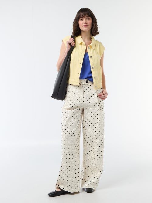 Camiseta de tirantes con tirantes finos ajustables y cuello de encaje - Kiabi