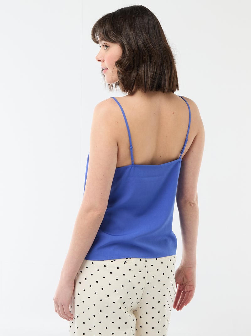 Camiseta de tirantes con tirantes finos ajustables y cuello de encaje Azul - Kiabi