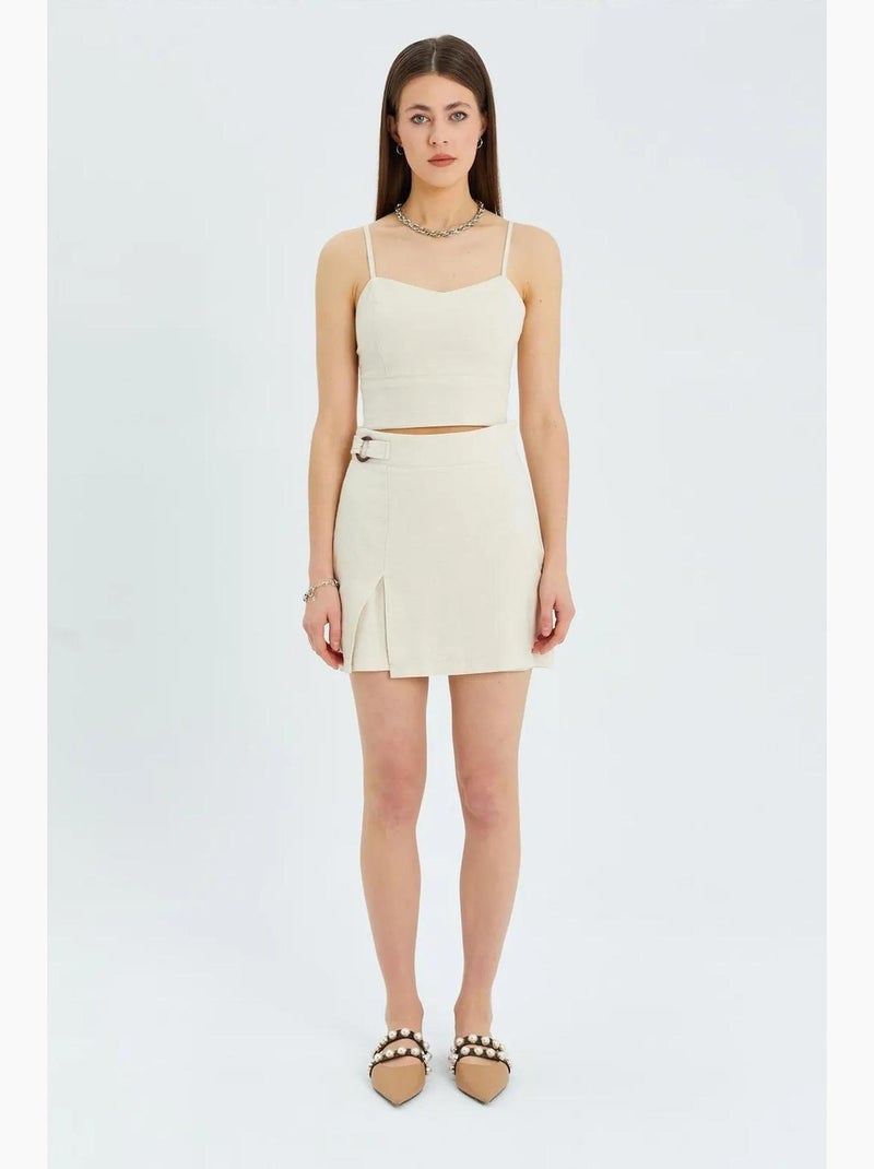 Camiseta de tirantes corta escote corazón mixray Beige - Kiabi