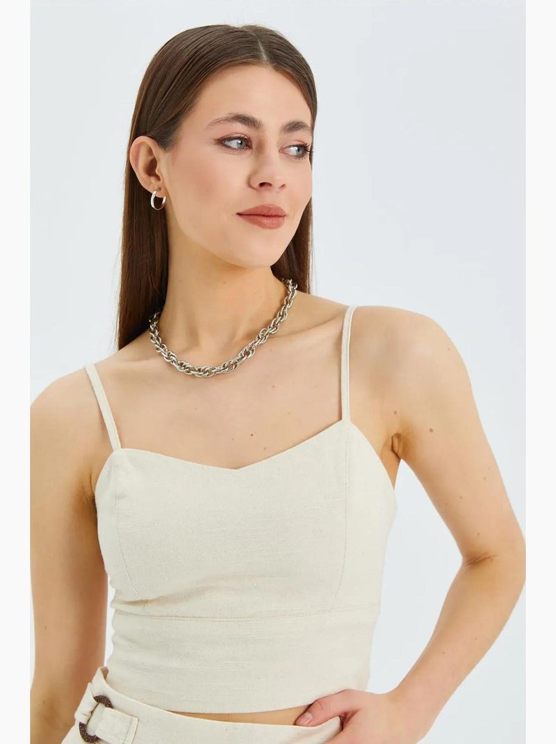 Camiseta de tirantes corta escote corazón mixray Beige - Kiabi