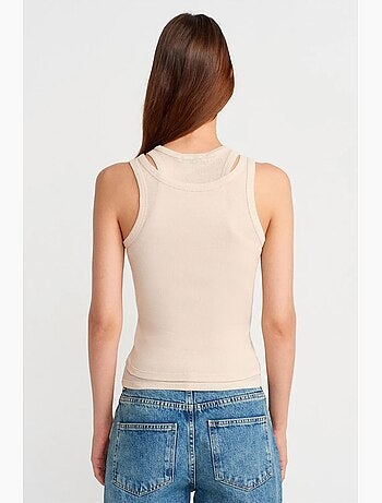 Camiseta de tirantes crop acanalada de algodón dilvin