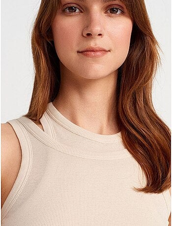 Camiseta de tirantes crop acanalada de algodón dilvin