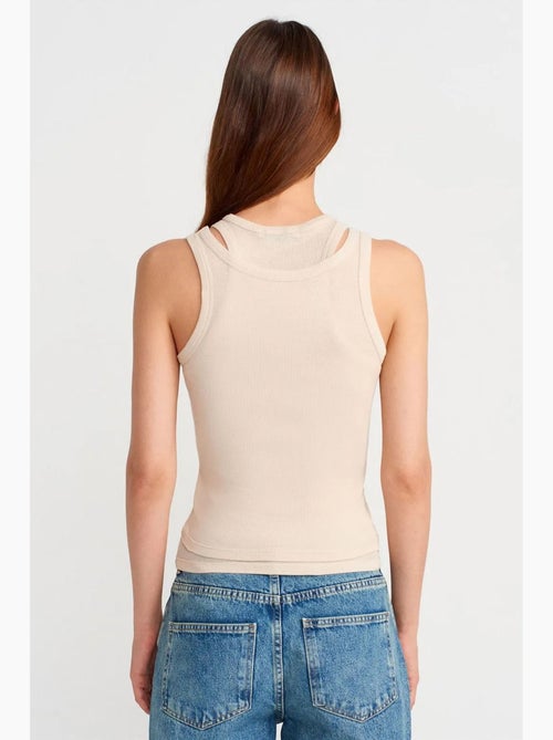 Camiseta de tirantes crop acanalada de algodón dilvin - Kiabi Camiseta de tirantes crop acanalada de algodón dilvin - Kiabi