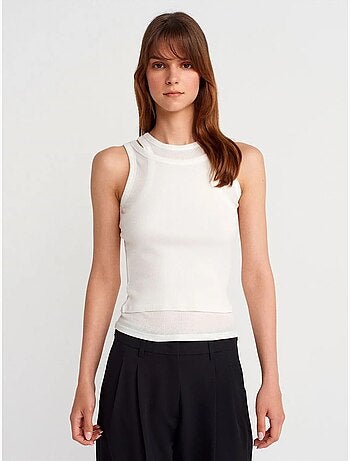 Camiseta de tirantes crop acanalada de algodón dilvin