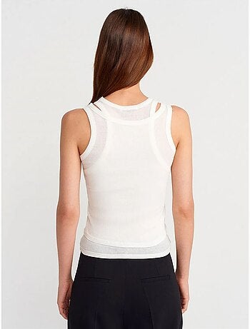 Camiseta de tirantes crop acanalada de algodón dilvin