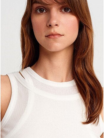 Camiseta de tirantes crop acanalada de algodón dilvin