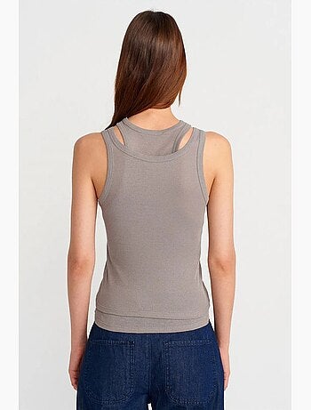 Camiseta de tirantes crop acanalada de algodón dilvin