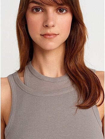 Camiseta de tirantes crop acanalada de algodón dilvin