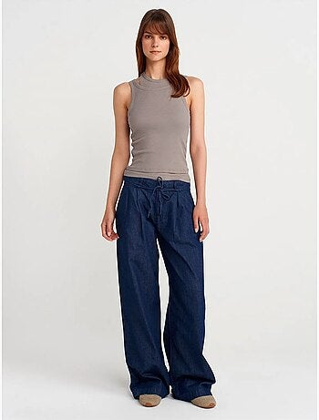 Camiseta de tirantes crop acanalada de algodón dilvin