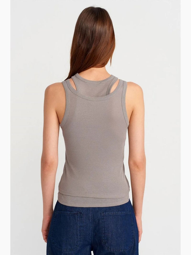 Camiseta de tirantes crop acanalada de algodón dilvin Gris - Kiabi