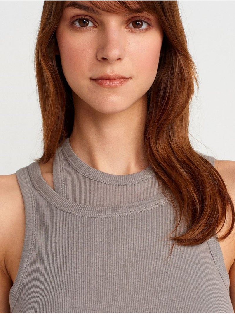 Camiseta de tirantes crop acanalada de algodón dilvin Gris - Kiabi