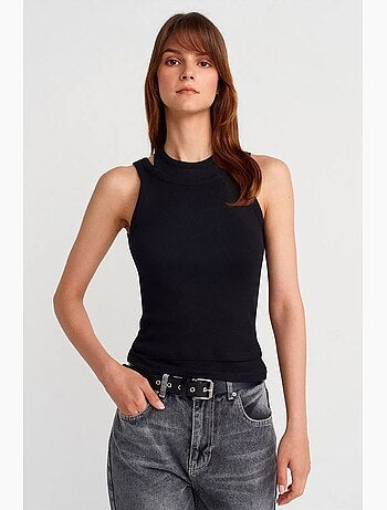 Camiseta de tirantes crop acanalada de algodón dilvin