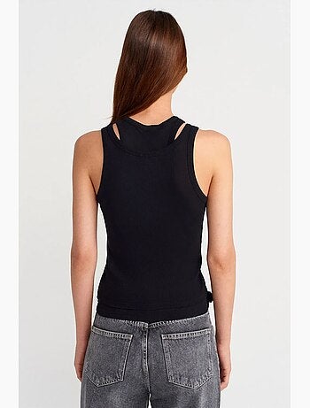 Camiseta de tirantes crop acanalada de algodón dilvin