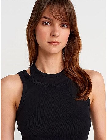 Camiseta de tirantes crop acanalada de algodón dilvin