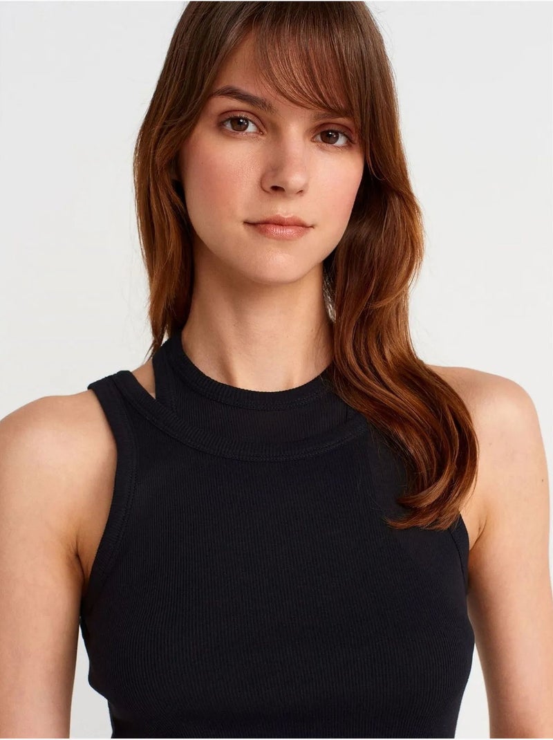 Camiseta de tirantes crop acanalada de algodón dilvin Negro - Kiabi