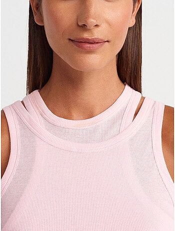 Camiseta de tirantes crop acanalada de algodón dilvin