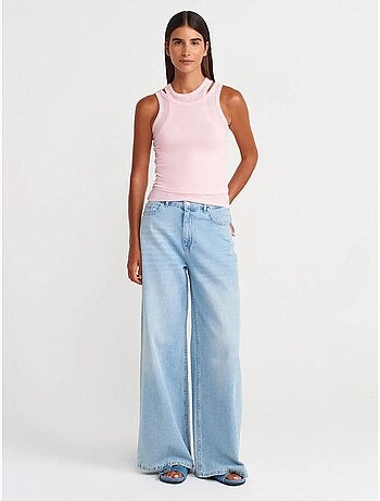 Camiseta de tirantes crop acanalada de algodón dilvin