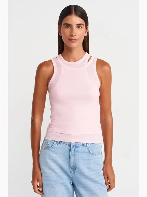 Camiseta de tirantes crop acanalada de algodón dilvin - Kiabi