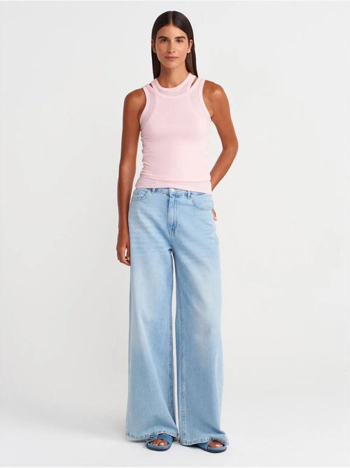 Camiseta de tirantes crop acanalada de algodón dilvin - Kiabi