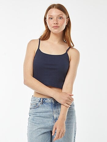 Camiseta de tirantes crop top de punto de canalé