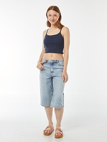 Camiseta de tirantes crop top de punto de canalé