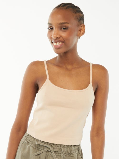 Camiseta de tirantes crop top de punto de canalé - Kiabi