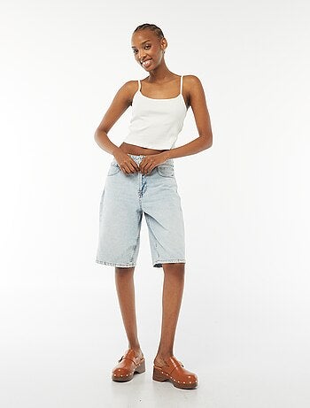 Camiseta de tirantes crop top de punto de canalé