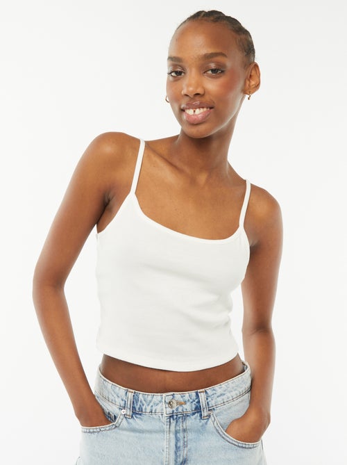 Camiseta de tirantes crop top de punto de canalé - Kiabi