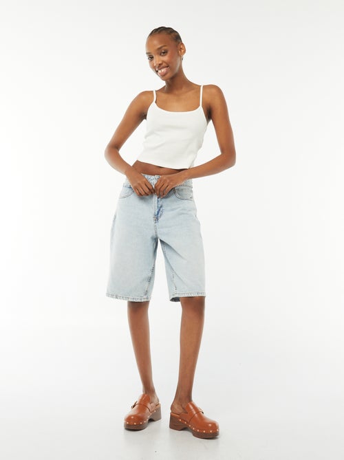 Camiseta de tirantes crop top de punto de canalé - Kiabi