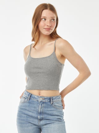 Camiseta de tirantes crop top de punto de canalé