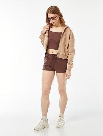 Camiseta de tirantes crop top de punto de canalé