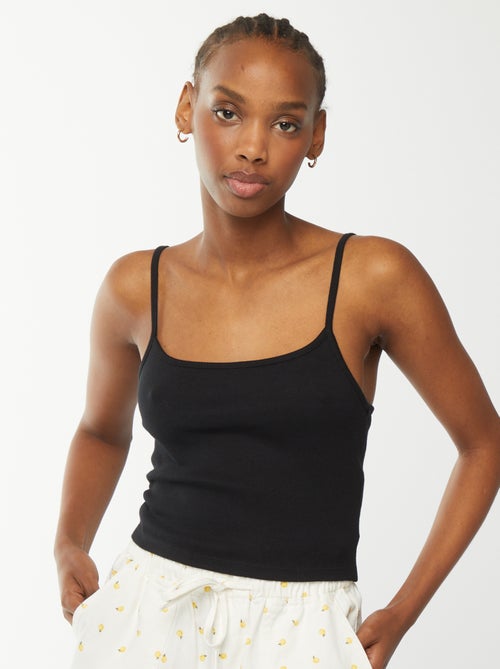 Camiseta de tirantes crop top de punto de canalé - Kiabi