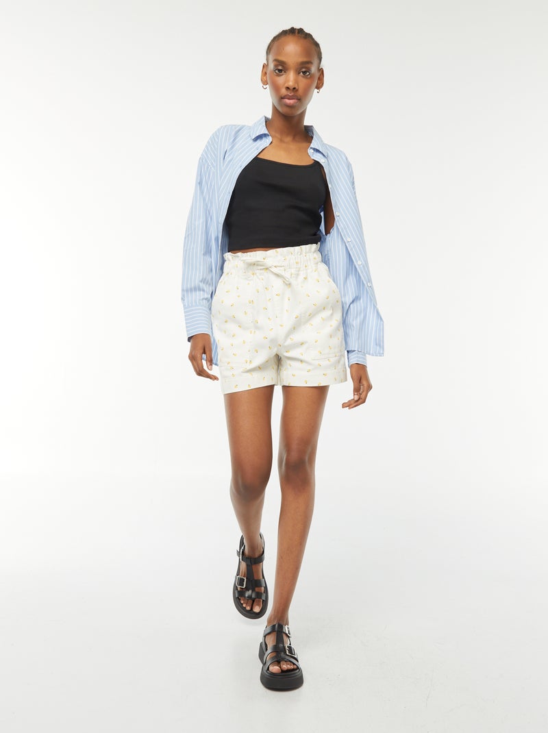 Camiseta de tirantes crop top de punto de canalé negro - Kiabi